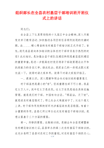 组织部长在全县农村基层干部培训班开班仪式上的讲话