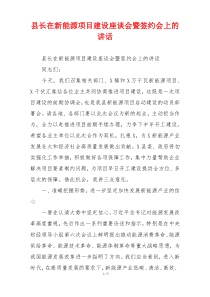 县长在新能源项目建设座谈会暨签约会上的讲话