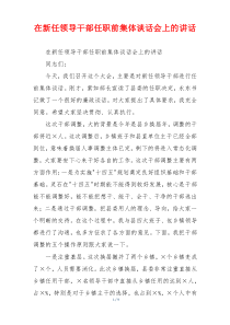 在新任领导干部任职前集体谈话会上的讲话