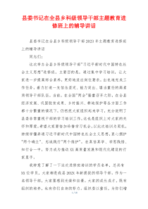 县委书记在全县乡科级领导干部主题教育进修班上的辅导讲话