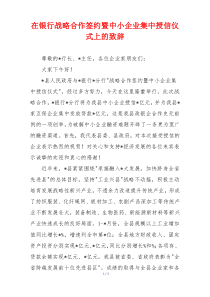 在银行战略合作签约暨中小企业集中授信仪式上的致辞