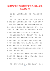 (领导讲话)在县促进非公有制经济发展领导小组会议上的主持讲话