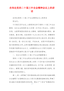 在传达党的二十届三中全会精神会议上的讲话