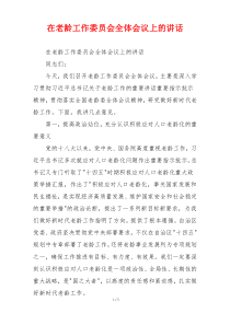 在老龄工作委员会全体会议上的讲话