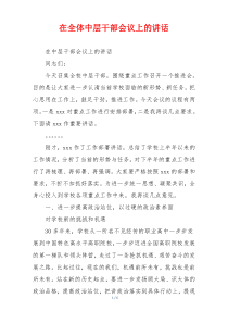 (领导讲话)在全体中层干部会议上的讲话