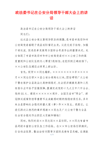 (讲话材料)政法委书记在公安分局领导干部大会上的讲话