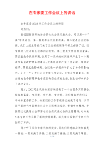 (讲话材料)在专家委工作会议上的讲话