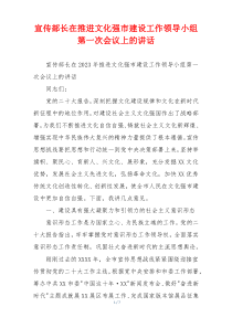 宣传部长在推进文化强市建设工作领导小组第一次会议上的讲话