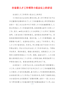 在省委人才工作领导小组会议上的讲话