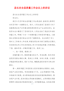 县长在全县质量工作会议上的讲话