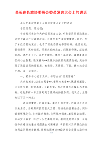 县长在县政协委员会委员发言大会上的讲话