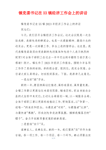 镇党委书记在XX镇经济工作会上的讲话