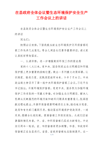 (参考)在县政府全体会议暨生态环境保护安全生产工作会议上的讲话