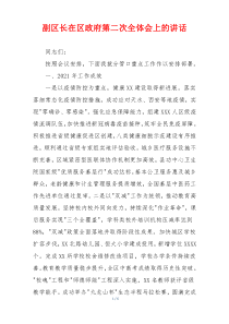 (参考)副区长在区政府第二次全体会上的讲话