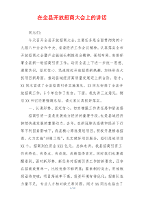 (参考)在全县开放招商大会上的讲话