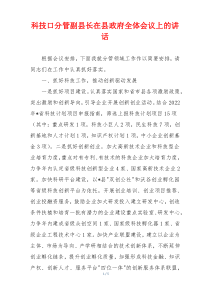 (参考)科技口分管副县长在县政府全体会议上的讲话