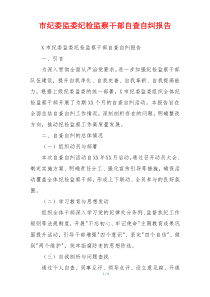 市纪委监委纪检监察干部自查自纠报告