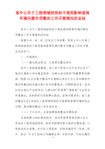 某中心关于工程领域招投标不规范影响营商环境问题专项整治工作开展情况的总结