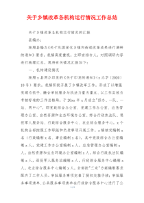 关于乡镇改革各机构运行情况工作总结