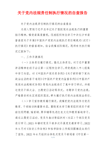 关于党内法规责任制执行情况的自查报告