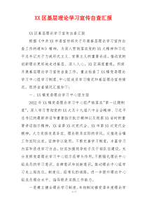 XX区基层理论学习宣传自查汇报