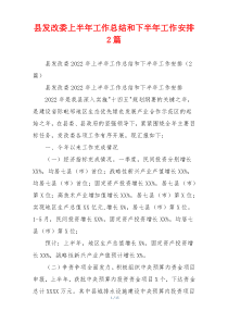 县发改委上半年工作总结和下半年工作安排2篇