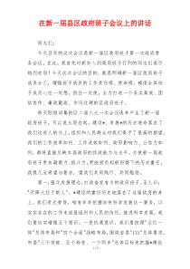 在新一届县区政府班子会议上的讲话