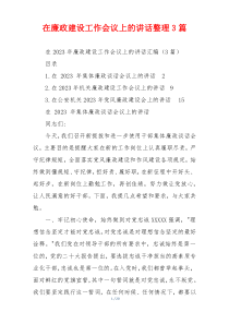 在廉政建设工作会议上的讲话整理3篇