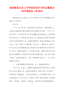 张政能县长在上半年经济运行分析会暨重点项目推进会上的讲话