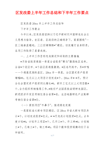 区发改委上半年工作总结和下半年工作要点