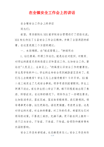 在全镇安全工作会上的讲话