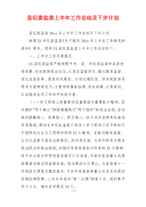 县纪委监委上半年工作总结及下步计划