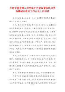 在市安委会第二次全体扩大会议暨防汛抗旱防震减灾救灾工作会议上的讲话