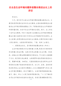 在全县生态环境问题排查整治推进会议上的讲话