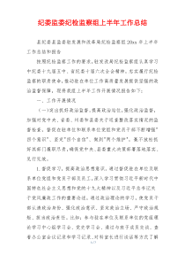 纪委监委纪检监察组上半年工作总结