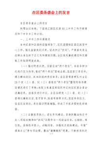 在区委务虚会上的发言