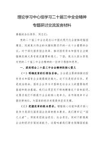 理论学习中心组学习二十届三中全会精神专题研讨交流发言材料