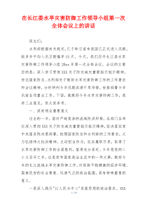 在长江委水旱灾害防御工作领导小组第一次全体会议上的讲话