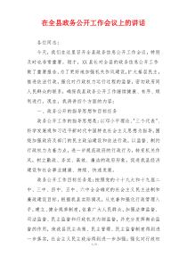 在全县政务公开工作会议上的讲话