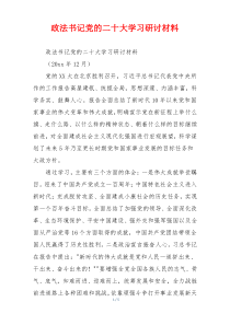 政法书记党的二十大学习研讨材料