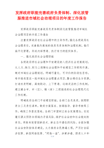 发挥政府职能完善政府负责体制、深化放管服推进市域社会治理项目的年度工作报告