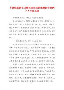 乡镇党委副书记镇长述职述责述廉报告范例个人工作总结