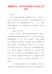 县委副书记、县长在全县经济工作会议上的讲话