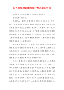 公司总经理在团代会开幕式上的讲话