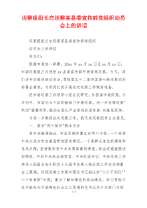 巡察组组长在巡察某县委宣传部党组织动员会上的讲话