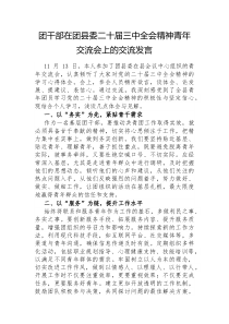 团干部在团县委二十届三中全会精神青年交流会上的交流发言