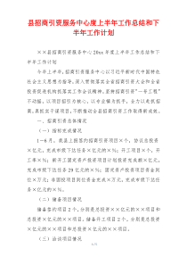 县招商引资服务中心度上半年工作总结和下半年工作计划