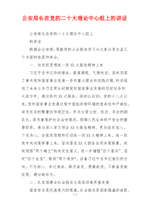 公安局长在党的二十大理论中心组上的讲话