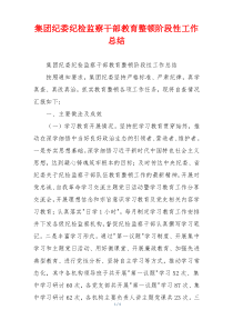 集团纪委纪检监察干部教育整顿阶段性工作总结