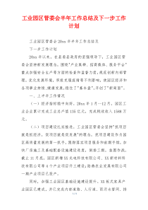 工业园区管委会半年工作总结及下一步工作计划